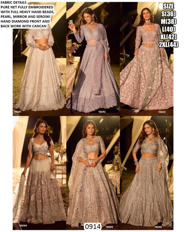 Pure Net Fabric Heavy Embroidery With Diamond Work Lehenga Cholis Best Collection For Brides