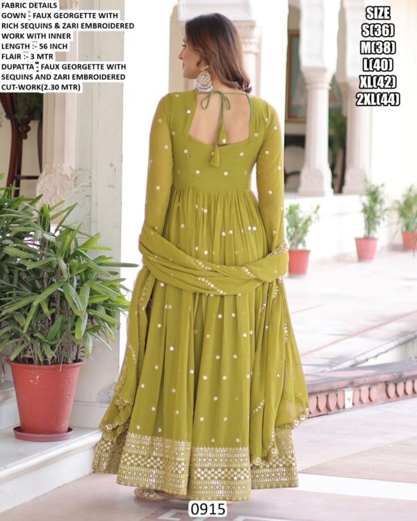 Transform Your Look With This Faux Georgette Gown, Designed With Embroidery Work, Shop Now!