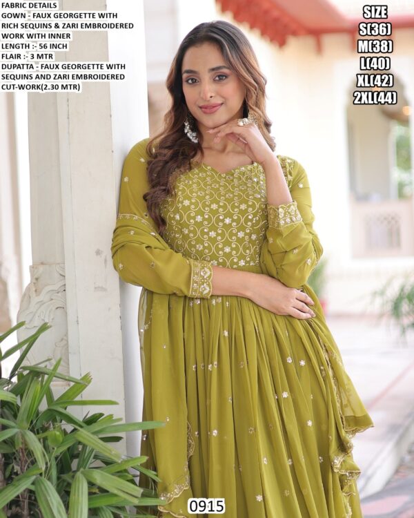 Transform Your Look With This Faux Georgette Gown, Designed With Embroidery Work, Shop Now!