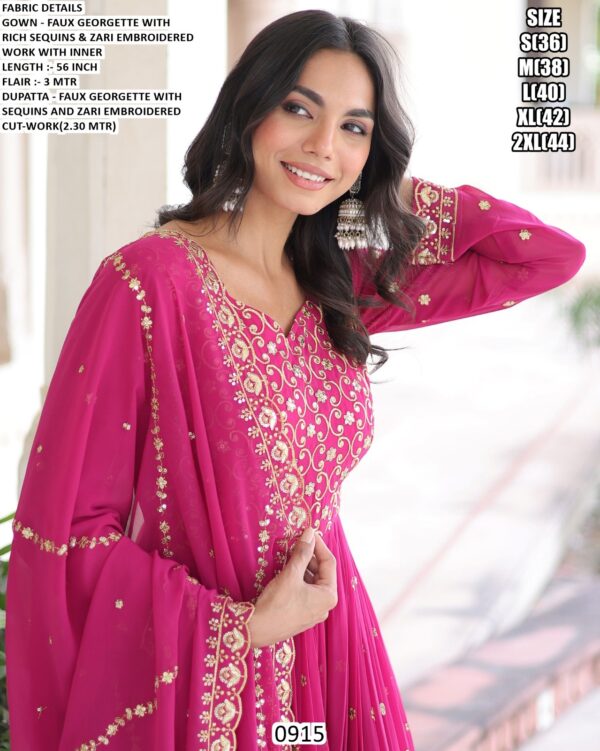 Transform Your Look With This Faux Georgette Gown, Designed With Embroidery Work, Shop Now!