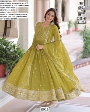 Transform Your Look With This Faux Georgette Gown, Designed With Embroidery Work, Shop Now!