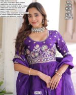 Indigo Colour Gold Crush Wedding Wear Embroidered Lehenga Choli Dupatta Set (Ready To Wear)