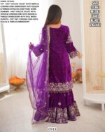 New Designer Party Wear Heavy Viscose Velvet Readymade Top Sharara And Dupatta Sets