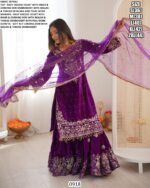 New Designer Party Wear Heavy Viscose Velvet Readymade Top Sharara And Dupatta Sets