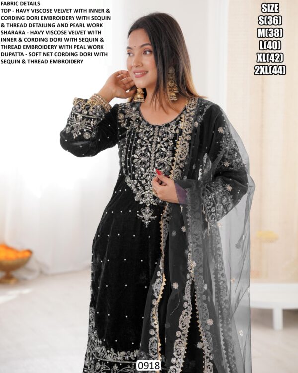 New Designer Party Wear Heavy Viscose Velvet Readymade Top Sharara And Dupatta Sets