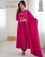 Shop This Roman Chanderi Silk Readymade Anarkali Suits, Designed With Intricate Bead Handwork