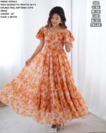 Women's Casual And Party Wear Beautifully Crafted Fully Flared Printed Stylish Gowns