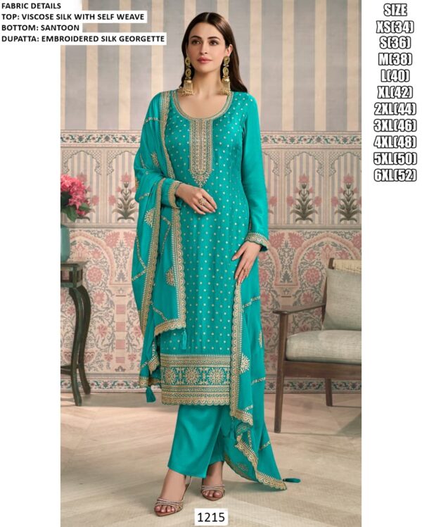Self Weaving Viscose Silk Straight Cut Un-Stitched Salwar Kameez Suits (Festive Wear)