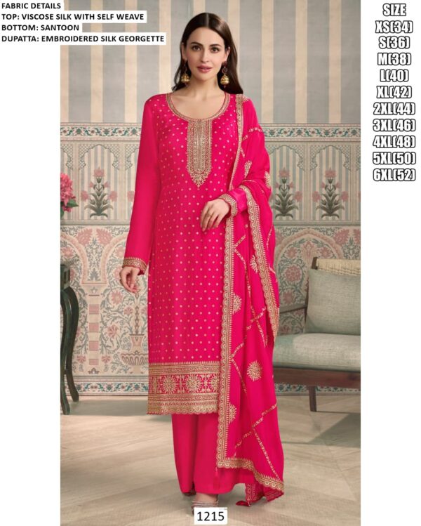 Self Weaving Viscose Silk Straight Cut Un-Stitched Salwar Kameez Suits (Festive Wear)