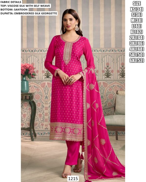 Self Weaving Viscose Silk Straight Cut Un-Stitched Salwar Kameez Suits (Festive Wear)