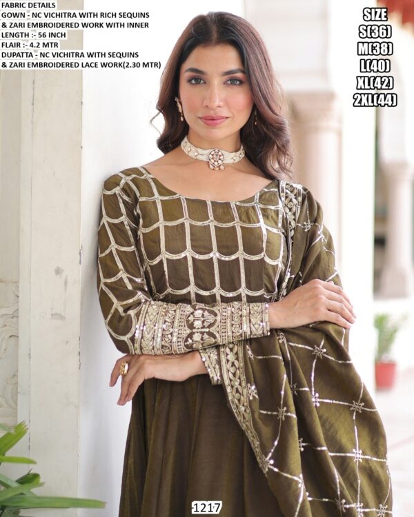 Presenting Our New Premium Nc Vichitra Zari Embroidered Full Sleeve Gown With Dupatta
