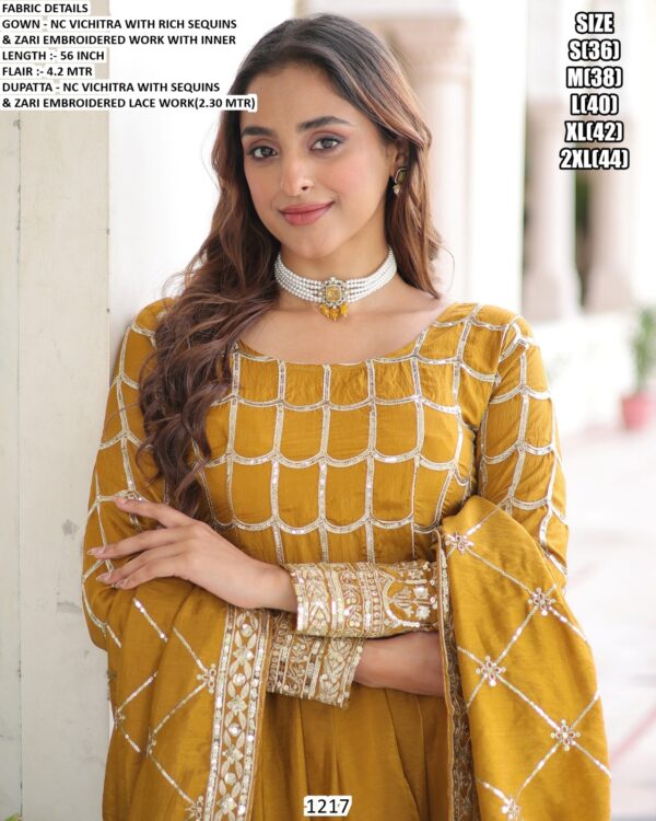 Presenting Our New Premium Nc Vichitra Zari Embroidered Full Sleeve Gown With Dupatta