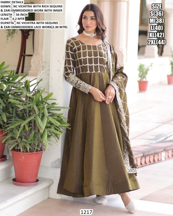 Presenting Our New Premium Nc Vichitra Zari Embroidered Full Sleeve Gown With Dupatta