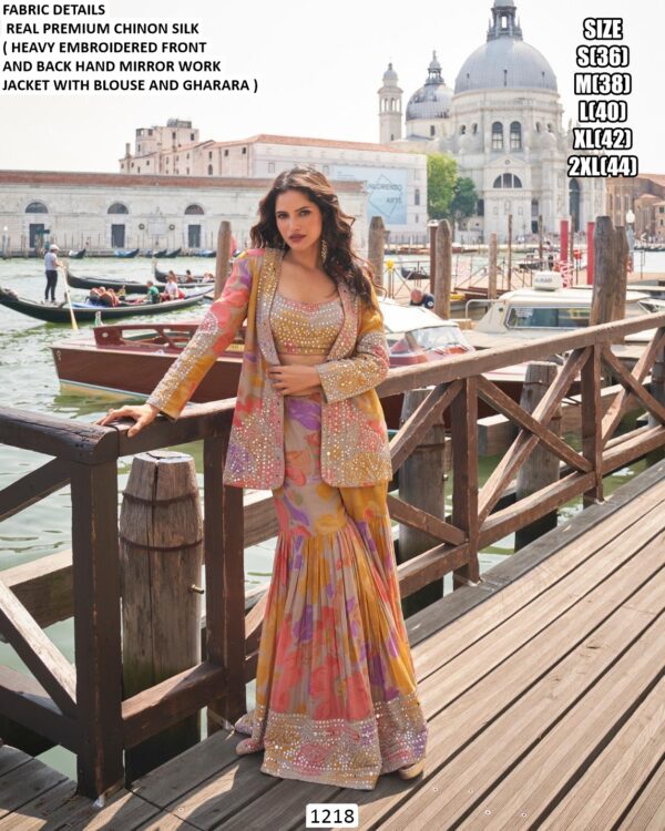 Embroidery Designer Chinon Silk West Look Carnival Party Wear Indo-Western Outfits