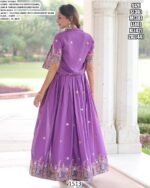 Buy Vichitra Silk Wedding Wear Designer Readymade Gown With Jacket Two Piece Catalogue