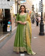 Stitched Viscose Jacquard Silk Heavy Wedding Look Gown With Digital Embroidered Dupatta
