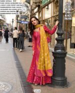 Stitched Viscose Jacquard Silk Heavy Wedding Look Gown With Digital Embroidered Dupatta