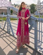 Attractive Embroidery Real Chinon Indo-Western Style Pakistani Salwar Suits For Ladies