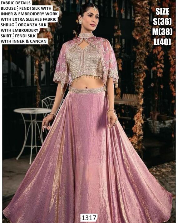 Step Into Modern Glamour With This Exquisite Embroidered Crop Top Lehenga And Shrug