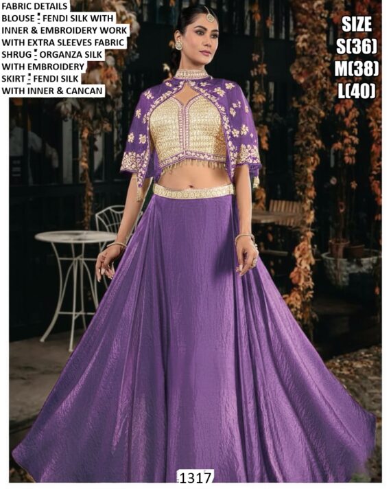 Step Into Modern Glamour With This Exquisite Embroidered Crop Top Lehenga And Shrug