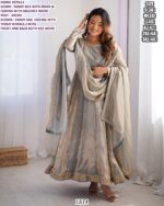 Stylish Fandy Silk Long Anarkali Suit Set With Pent And Dupatta - Wedding Wear Outfit