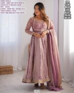 Stylish Fandy Silk Long Anarkali Suit Set With Pent And Dupatta - Wedding Wear Outfit