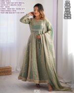 Stylish Fandy Silk Long Anarkali Suit Set With Pent And Dupatta - Wedding Wear Outfit