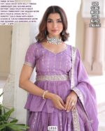 Lavender Colour Gold Crush Wedding Wear Embroidered Lehenga Choli Dupatta Set (Ready To Wear)