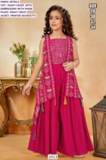 Ethnic Kid's Wear Three-Piece Indo-Western Set Made From Embroidered Heavy Crape Fabric