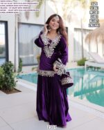 Ice Velvet Winter Occasion Wear Pakistani Plazo Style Readymade Three-Piece Salwar Suits