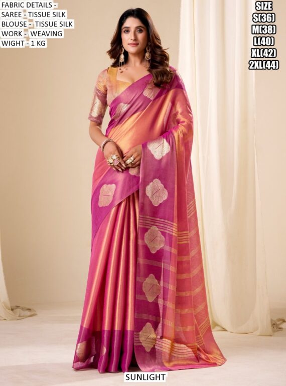 Luxurious Wedding Wear Tissue Silk Weaving Sarees For Timeless Style - Shop Now!