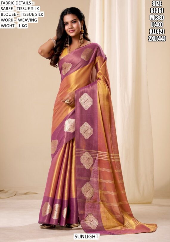 Luxurious Wedding Wear Tissue Silk Weaving Sarees For Timeless Style - Shop Now!