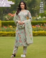 Premium Cotton Embroidery Work Festive Wear Long Kurti With Pant And Dupatta Sets