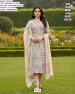 Premium Cotton Embroidery Work Festive Wear Long Kurti With Pant And Dupatta Sets