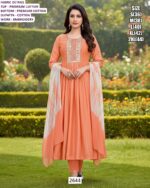 Premium Cotton Embroidery Work Festive Wear Long Kurti With Pant And Dupatta Sets