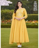 Premium Cotton Embroidery Work Festive Wear Long Kurti With Pant And Dupatta Sets