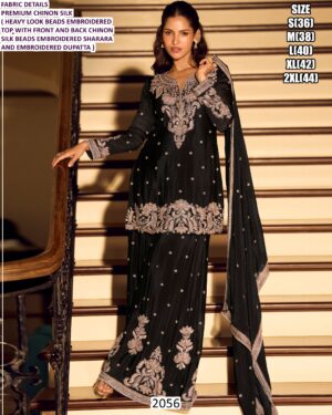 Premium Chinon Silk Embroidery Work Pakistani Wedding Wear Salwar Suit Dupatta Set