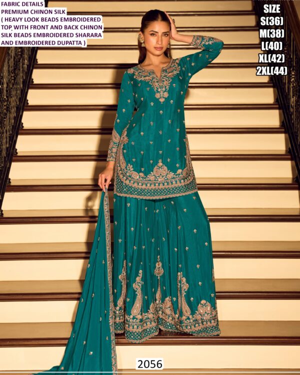 Premium Chinon Silk Embroidery Work Pakistani Wedding Wear Salwar Suit Dupatta Set