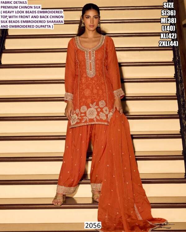 Premium Chinon Silk Embroidery Work Pakistani Wedding Wear Salwar Suit Dupatta Set