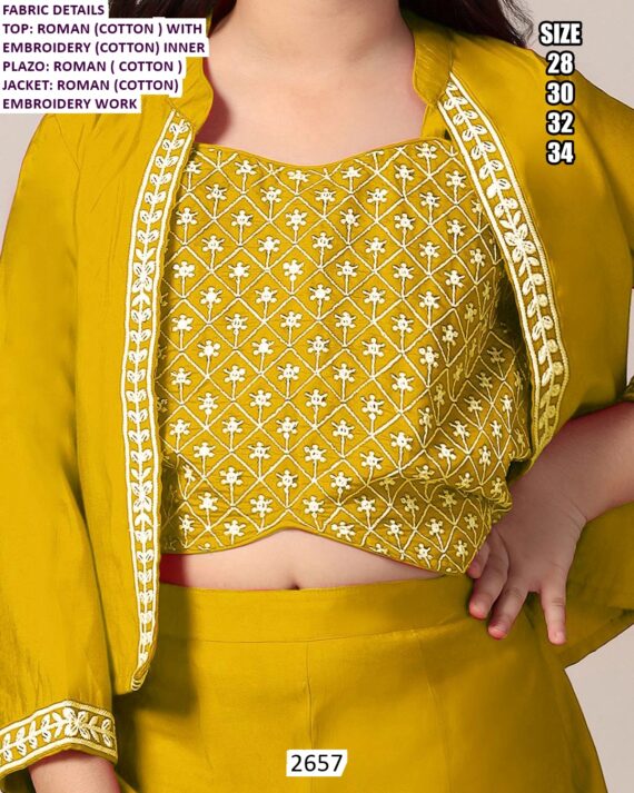 Shop Latest Kid's Indo-Western Dresses In Roman Fabric With Beautiful Embroidery Work!