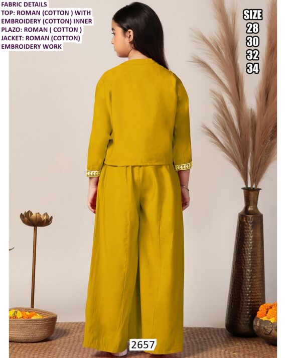 Shop Latest Kid's Indo-Western Dresses In Roman Fabric With Beautiful Embroidery Work!