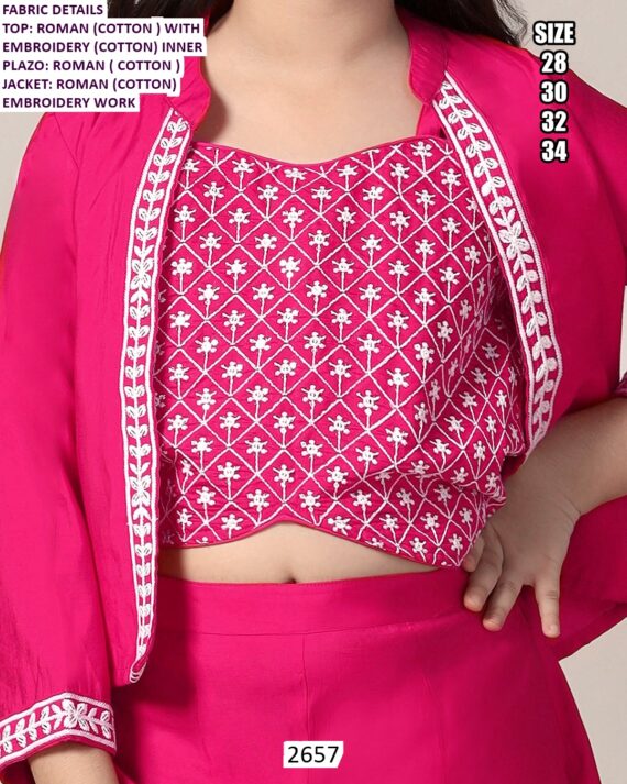 Shop Latest Kid's Indo-Western Dresses In Roman Fabric With Beautiful Embroidery Work!