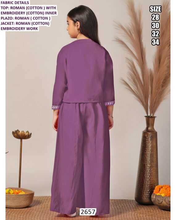 Shop Latest Kid's Indo-Western Dresses In Roman Fabric With Beautiful Embroidery Work!