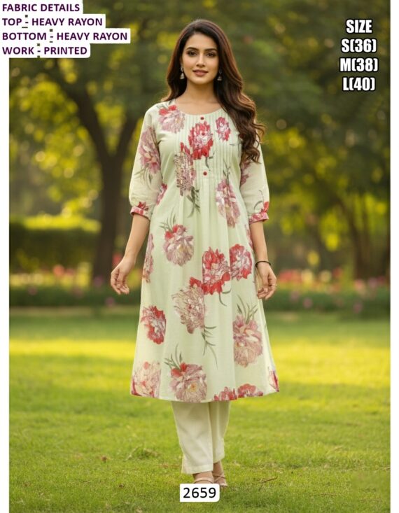 Heavy Rayon And Attractive Designer Daily Wear Kurti Sets Perfect For Everyday Looks