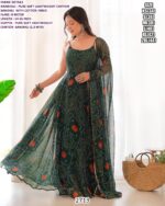 Soft Chiffon Anarkali Gown And Dupatta With Traditional Bandhani Prints (Ethnic Sets For Women)