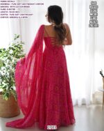 Soft Chiffon Anarkali Gown And Dupatta With Traditional Bandhani Prints (Ethnic Sets For Women)