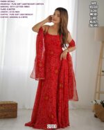 Soft Chiffon Anarkali Gown And Dupatta With Traditional Bandhani Prints (Ethnic Sets For Women)