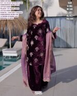 Indian Pakistani Wedding Wear Ice Velvet Rich Zari Embroidered Salwar Suit In Wine Colour