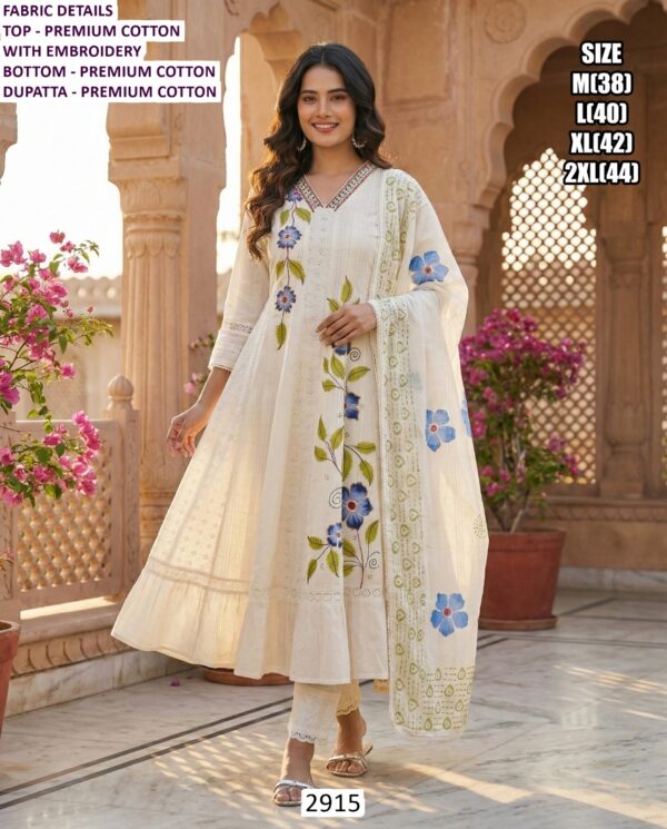 Beautiful Premium Cotton Embroidered Three-Piece Salwar Suits For Women