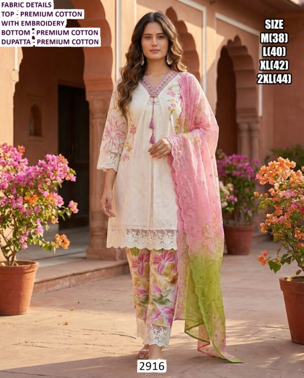 Beautiful Premium Cotton Embroidered Three-Piece Salwar Suits For Women